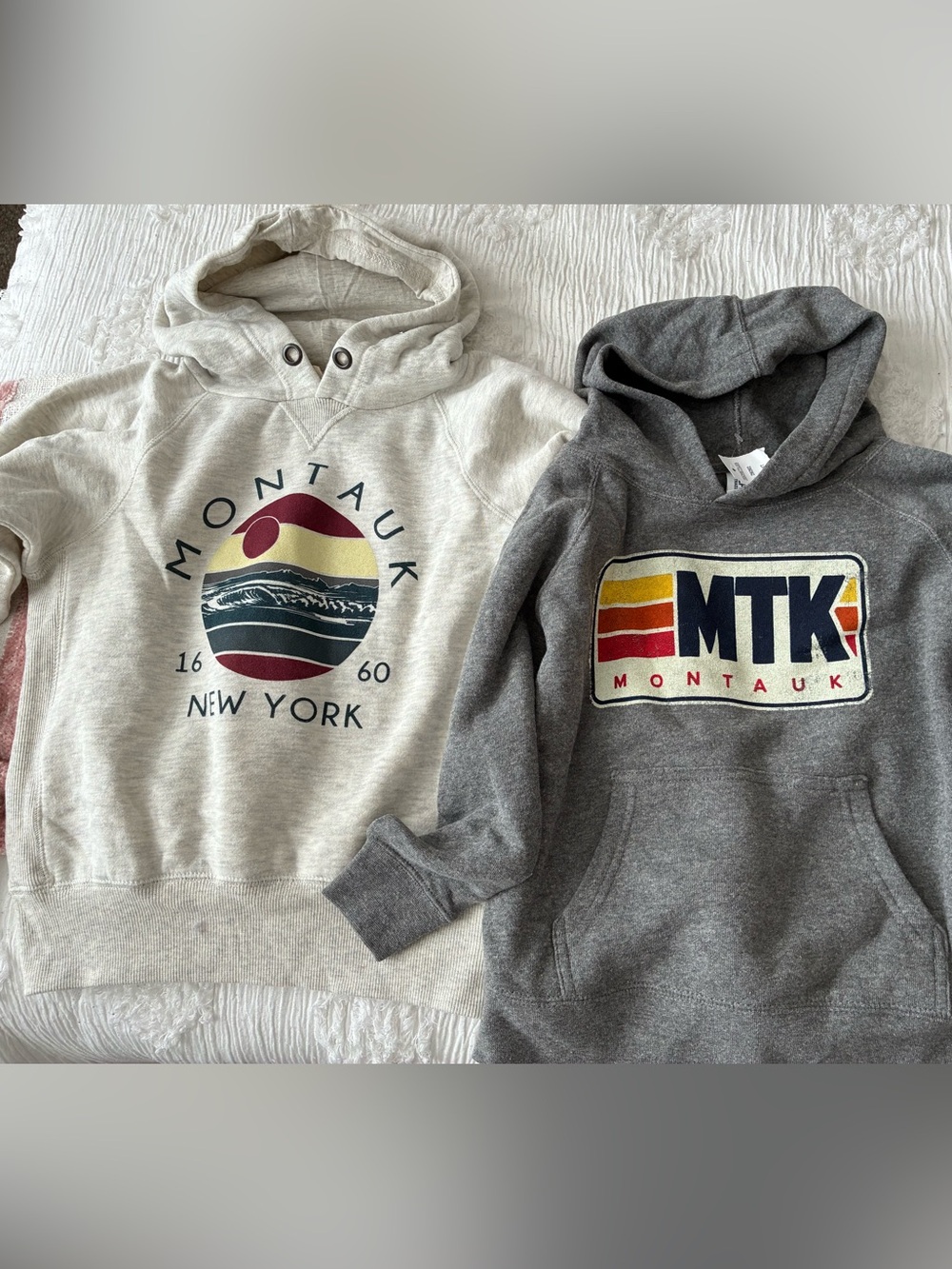 NWOT 2 Boys Hooded Sweatshirt - Gray and Cream